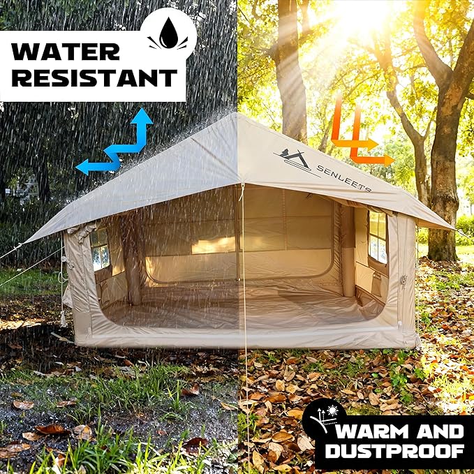 Inflatable Tents for Camping Large Inflatable Camping Tent with Hand Pump Easy Setup Tents for 2/4/6/8/10/12 People Portable Glamping Tent