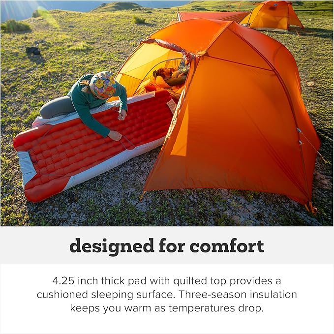 Big Agnes Rapide SL - Insulated Sleeping Pad Ultralight All Season Compact Backpacking and Hiking Pumphouse Sack Included Orange 20x72 Regular