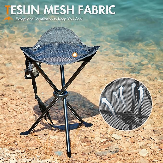 Portal Tall Folding Tripod Stool for Outdoor Camping Walking Hunting Hiking Fishing Travel Support 225 lbs