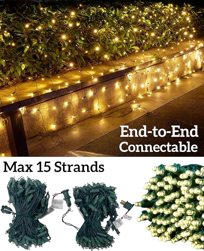 Led Christmas Net Lights for Bushes 132 Led 6ft x 6ft Christmas Net Lights Outdoor Mesh Tree Trunk Green Wire Christmas Decorations for BushesTreeShrubsXmas(Warm White)