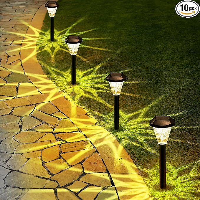 GIGALUMI 10 Pack Solar Lights Outdoor Waterproof Outdoor Solar Lights for Yard Solar Garden Lights Yard Decorations Outdoor for Pathway Patio Garden Driveway Lawn and Landscape(Warm White)