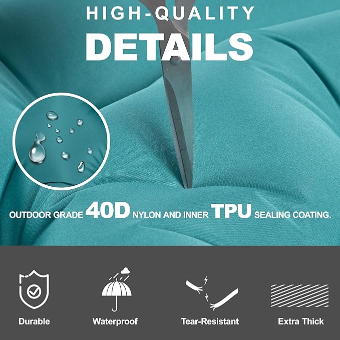 Sleeping Pad with Pillow Self Inflating Extra-Thick Ultralight Sleeping Mat Built-in Pump Ultimate for Camping Hiking Traveling Airpad Carry Bag Compact &amp Lightweight Air Mattress (Peacoc