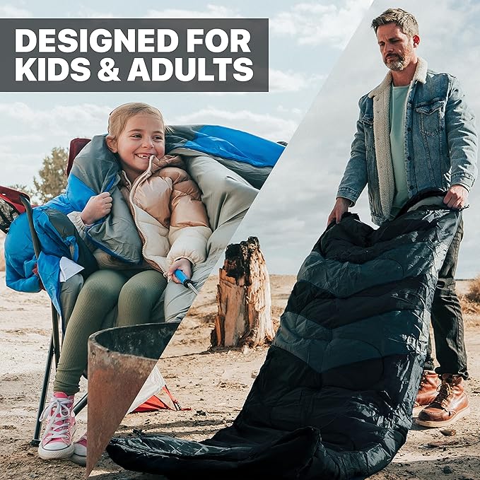 MalloMe Sleeping Bags for Adults Cold Weather &amp Warm - Backpacking Camping Sleeping Bag for Kids 10-12 Girls Boys - Lightweight Compact Camping Essentials Gear Accessories Hiking Sleep Must Have
