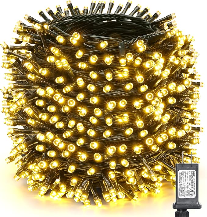 Toodour Christmas Lights Outdoor 328ft 1000 LED String Lights Timer Waterproof 8 Modes Outdoor Christmas String Light - Twinkle Light for Tree Home Garden Yard Wedding Party Xmas Decor(Warm White)