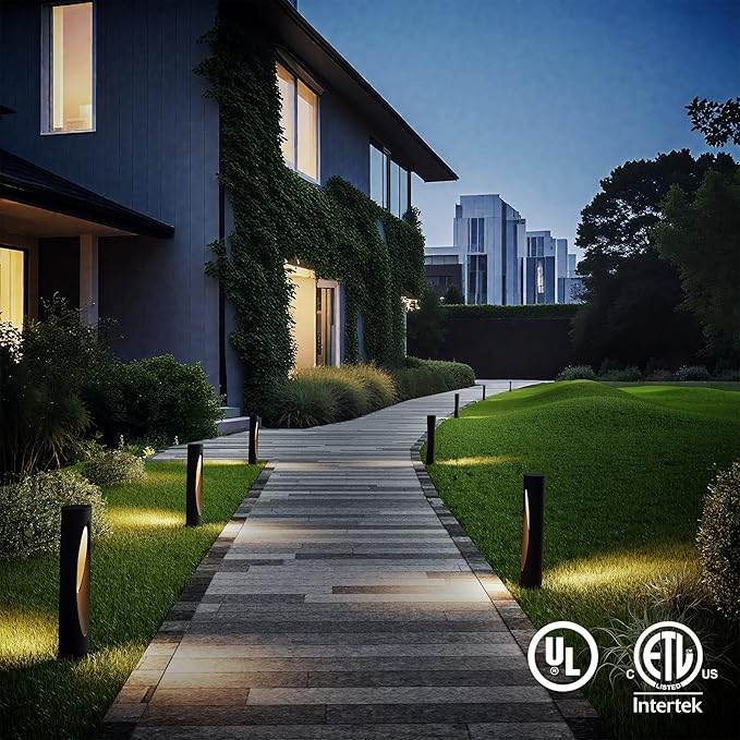Tribesigns Low Voltage Landscape Lights 4.8W LED Pathway Lights 3000K Outdoor Landscape Lighting for Walkway Garden Yard UL&ampETL Listed IP65 Waterproof 12-24V Aluminum Alloy Black (4 Pack)