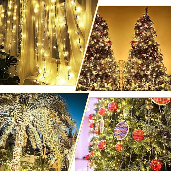 QUWIN Outdoor Christmas String Lights 180Ft 500 LED UL Certified 11 Lighting Modes Indoor &amp Outside Christmas Tree Lights for Christmas Tree Patio Holidays Party ﻿