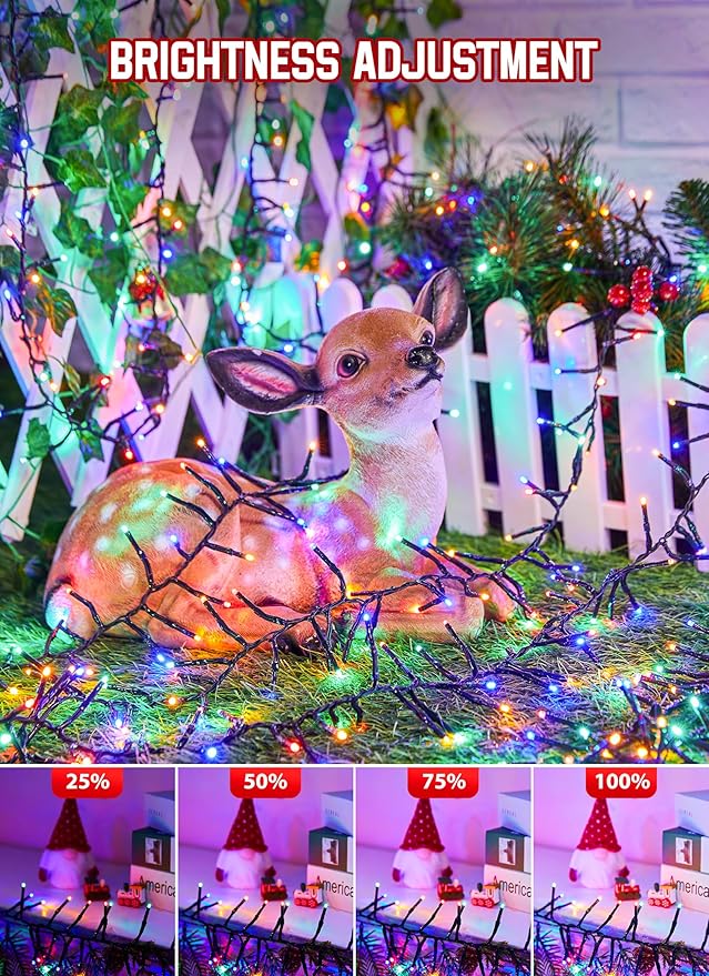 Christmas Tree Lights Outdoor Cluster Lights - 1000 LED 50 Ft Christmas Firecrackers String Lights 8 Modes Timer Remote Waterproof Plug in Twinkle Fairy Lights for Xmas Tree Garland Window Party