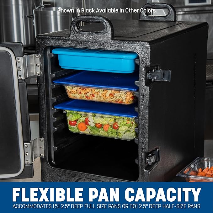 Carlisle FoodService Products Cateraide Insulated Front Loading Food Pan Carrier with Handles for Catering Events and Restaurants Plastic 5 Pans Forest Green