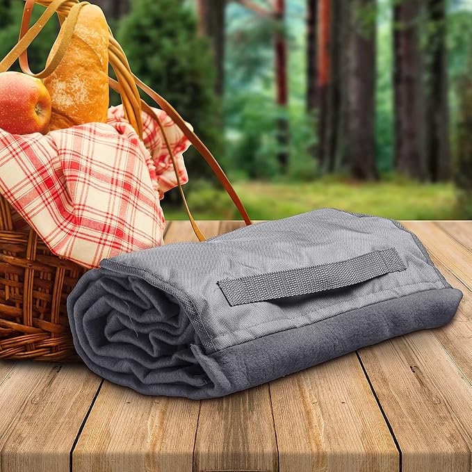 DISCOUNT PROMOS Roll Up Picnic Blankets Set of 10 Bulk Pack - Great Outdoor Blanket for Camping Picnic Beach Sports Outdoor Activities - Grey