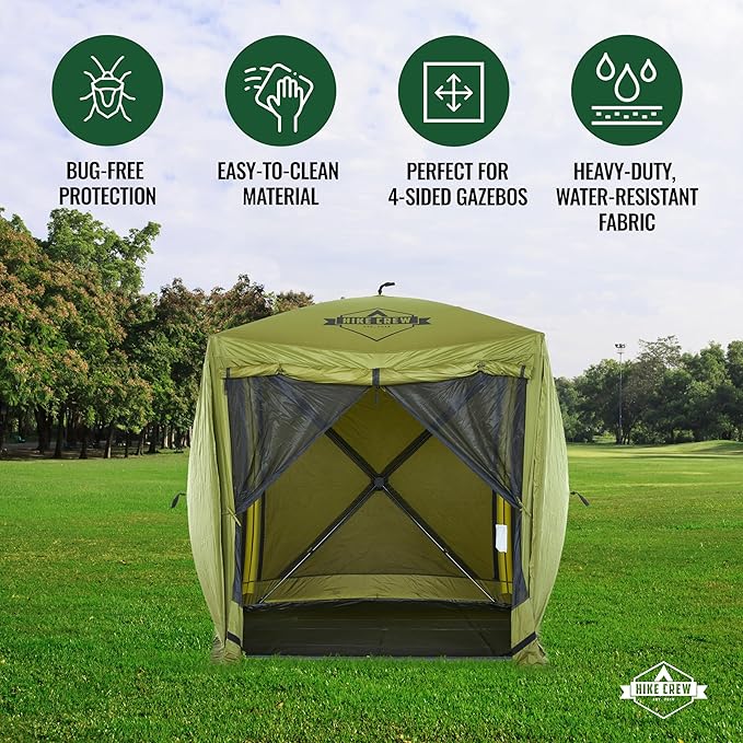 Hike Crew Gazebo Floor | Durable Base Tarp Footprint Compatible with 4-Sided Pop-Up Tent with 200cm 6.5ft Panels | Easily Attachable Waterproof PU 2000mm Blocks Moisture &amp Insects