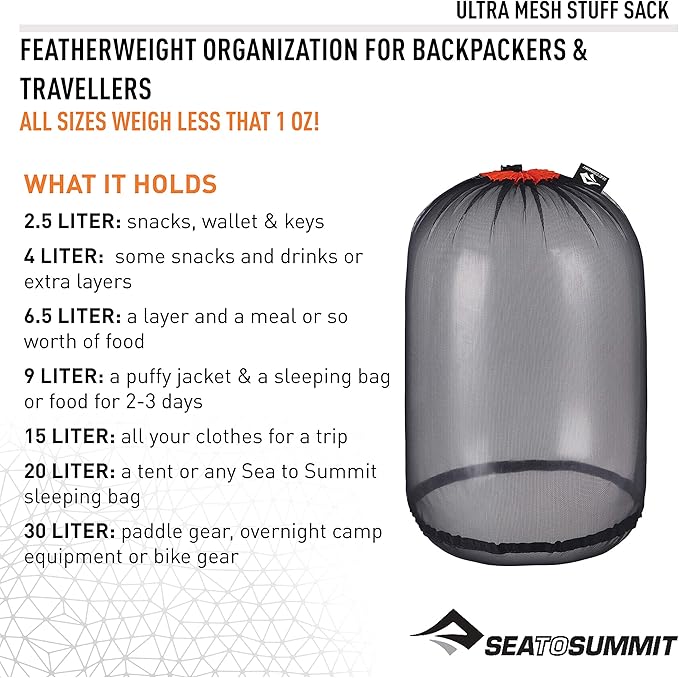 Sea to Summit Ultra-Mesh Stuff Sack Featherweight Outdoor and Travel Storage