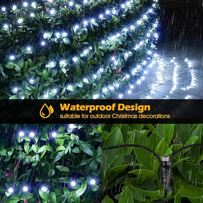 BlcTec Christmas Net Lights 360 LED 9.8ft x 6.6ft Outdoor Christmas Lights with 8 Modes Timer Connectable Waterproof for Trees Bushes Shrubs Yard Outdoor Decorations Cool White