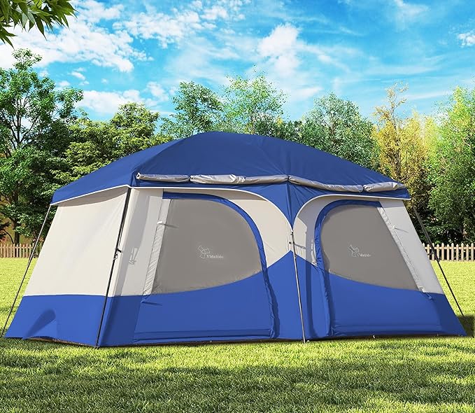 Vidalido Tents8-10 Person Camping Tent with Extended Vestibule2 Room Weather Resistant Family TentsEasy Install Waterproof Outdoor Tent for Camping Hiking