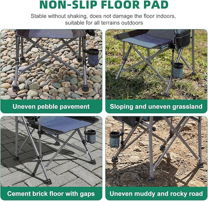New Folding Fishing Chair with Rod Holder 150Kg Heavy Duty All Terrain Chair with Side Pocket Cup Holder Portable Adults Armchair for Outdoor Camping Garden Beach Lawn Picnic MB &amp B