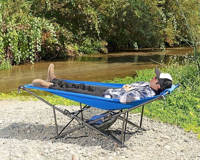 Mac Sports H900S-100 Topnotch Heavy Duty Multi-Use Outdoor Camping Portable Folding Hammock (Blue/Gray)