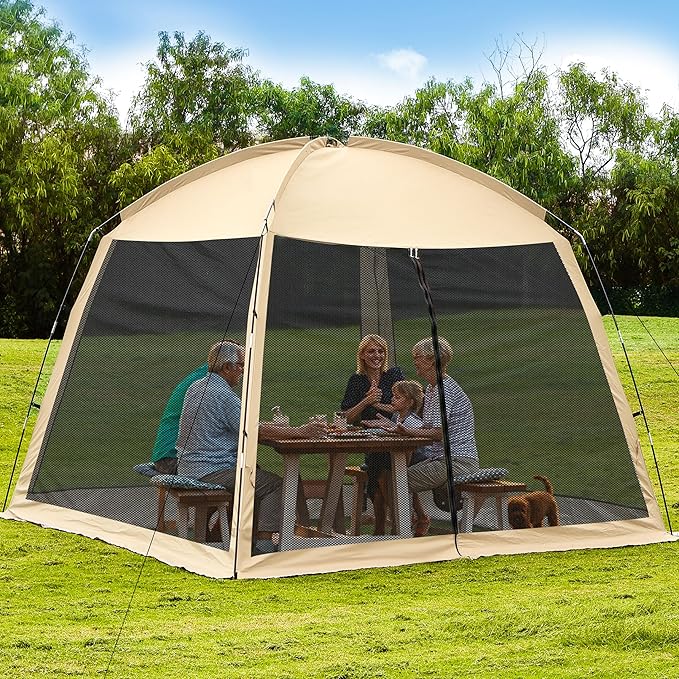 12'x12' Camping Screen Tent - Portable Screen Canopy 8-10 Person&ampInstant UV Resistant Sun ShelterEasy to Set Up&ampMosquito Net Tent&ampWaterproofSuitable for Family Camping TripBackyardPicn