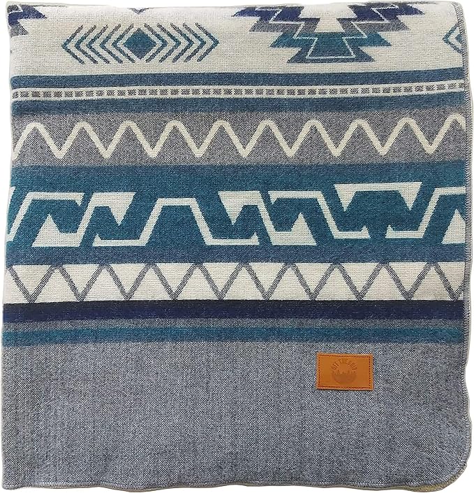 Inca Aztec Throw Queen King Blanket | Southwest Indian Navajo Boho Style | Native Cover for Camping Bedding Couch Vanlife | Faux Alpaca Lightweight Hypoallergenic (Condor Gray Throw)