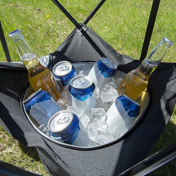 Camerons All-in-One Tailgating Table - Portable Folding Camping Table with Insulated Cooler Food Basket Cup Holders &amp Travel Bag - Collapsible Picnic Table for Outdoor BBQs Beach &amp Camp Tri