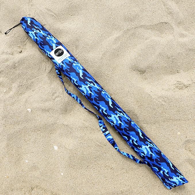 Ocean Camo Elite Beach Recycled Polyester Rip-Stop Extra Tall 42 Lightweight Windscreen Privacy Screen Wind Blocker Free Matching Shoulder Bag (New Mahogany Wood Poles)
