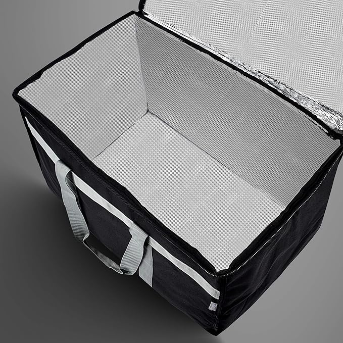 Insulated Food Delivery Bag - 23x14x15 inches - Water-Resistant Interior - Ideal for Commercial Catering - Reusable Grocery Bag - Professional and Heavy-Duty - XXL - Black