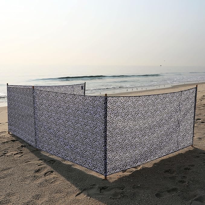 erda Sand Leopard Pro Beach Recycled Polyester Rip-Stop 20 ft Lightweight Windscreen Privacy Screen Wind Blocker Free Matching Shoulder Bag