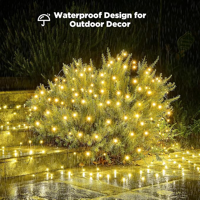 BlcTec Upgraded Outdoor Christmas Lights 280LED 10ft x 6.7ft Christmas Net Lights with UL Certified 8 Modes Timer Connectable Waterproof &amp Thick Wire for Bushes Shrubs Decorations WarmWhite