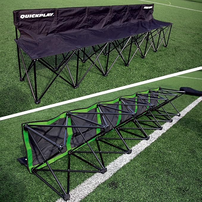QUICKPLAY PRO Portable Folding Bench – Available in 4 6 and 9 Seats &amp 6-Seat Shelter | Heavy-Duty Fast Set-Up Seating for Sports Camping and Outdoor Activities