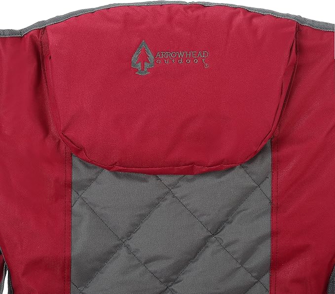 ARROWHEAD OUTDOOR Portable Deluxe Folding Camp Quad Chair w/Headrest Glass &amp Cup Holders Armest 6-can Cooler Heavy Duty Carry Bag 550 lbs Weight Capacity