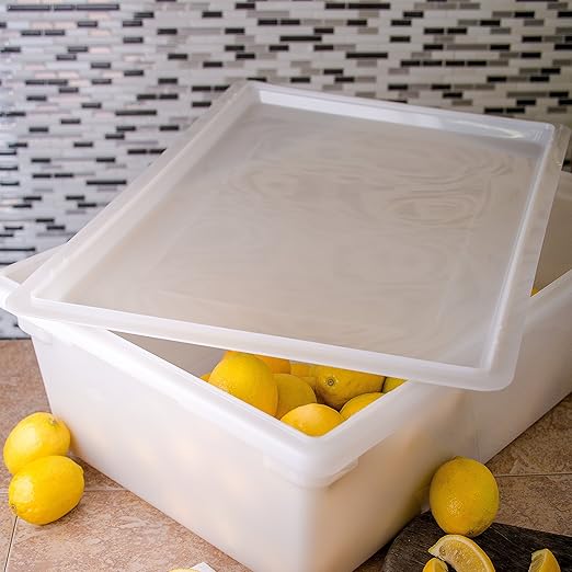 Carlisle FoodService Products Storplus Food Storage Container Lid with Stackable Design for Catering Buffets Restaurants Polyethylene (Pe) 26 x 18 Inches White (Pack of 6)