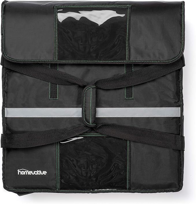 Homevative Insulated Pizza &amp Food Delivery Bag fits 4 Large Pizzas or Trays 20 x 20 x 8 Black