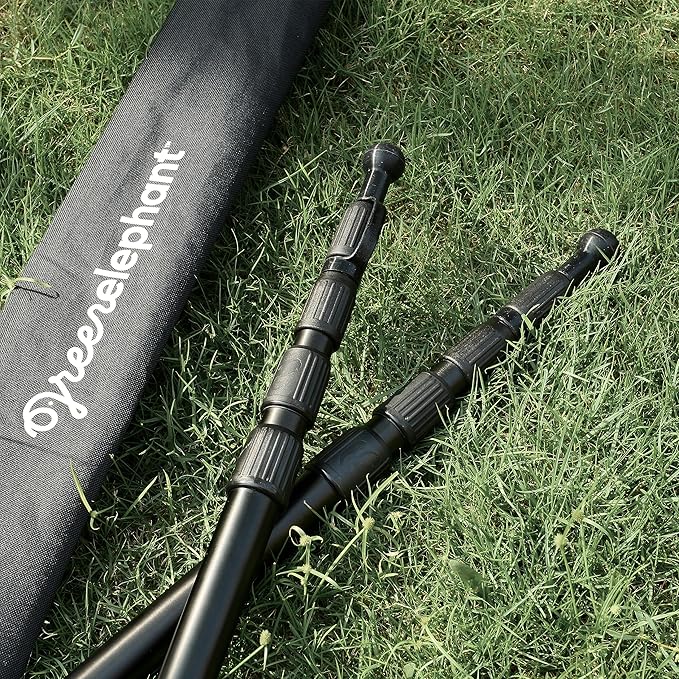 Green Elephant Camping Tarp Poles - Adjustable Aluminum Telescoping Tent Poles for Tarps Canopy &amp Awning - Heavy Duty Collapsible Pole Set of 4 - Extends 8ft Shrinks to 2ft - Caravan &amp Beach