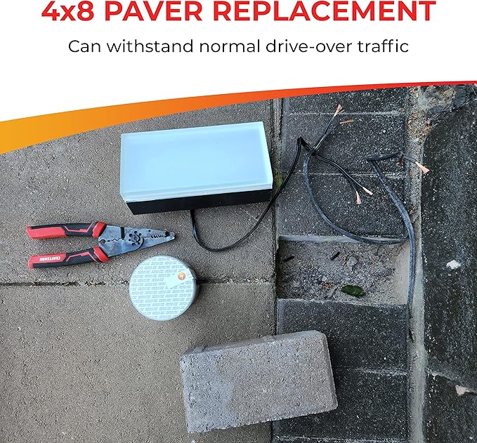 LUMENGY Paver Light 4x8 Inch (3.93x7.87) 2700K Warm White Glare-Free Brick Lighting for Driveways Walkways Pool Decks and Patios 12V Hardwired IP67 Waterproof Drive-Over Rated
