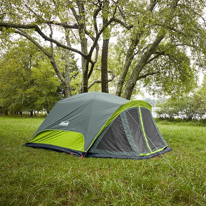 Coleman Skydome Camping Tent with Screened Porch &amp 5-Minute Setup Weatherproof 4/6/8 Person Tent with Rainfly &amp Carry Bag Made of PFAS-Free Materials