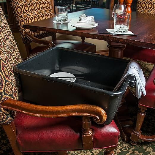 Carlisle FoodService Products Comfort Curve Tote Box Bus Box with Reinforced Rim for Kitchen Restaurants And Fast Food Plastic 7 Inches Black