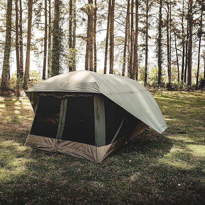 Gazelle Tents™ T4 Plus Hub Tent Overland Edition Easy 90 Second Set-Up Waterproof UV Resistant Footprint All-Terrain Stakes 4-8 Person Alpine Green/Oak Moss 78 x 94 x 165 GT451GR