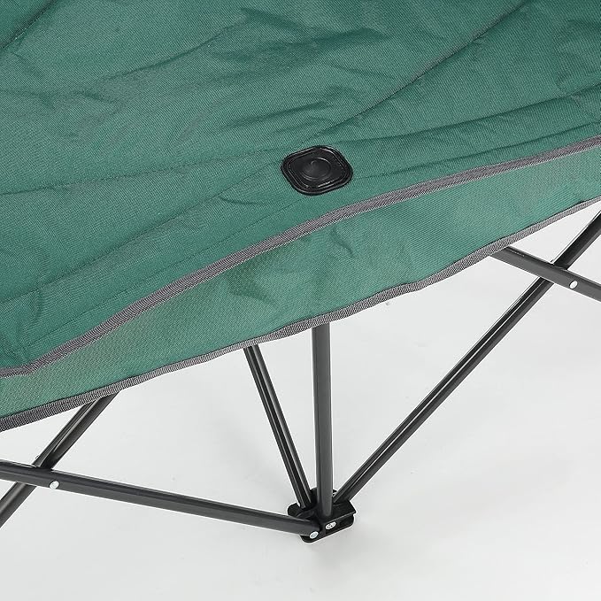 ARROWHEAD OUTDOOR Portable Folding Double Duo Camping Chair Loveseat w/ 2 Cup &amp Wine Glass Holder Carrying Bag Supports up to 500lbs