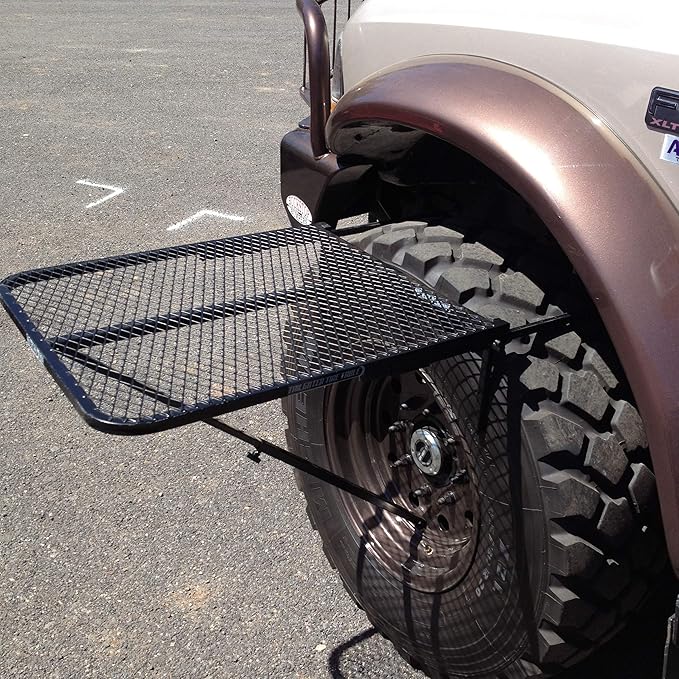 Tire Table Medium Steel Camping Table for Camp Travel Tailgating and Outdoor Work | Easily Holds 50 Pounds | Powder Coated Finish | No Tool or Hitch Required for Installation | 29 x 23 x 1.5