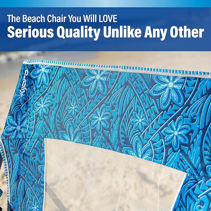 Portable Beach Chair for Adults - Kijaro Journey Print Beach Folding Chair Steel Frame Foldable Beach Chair High Beach Chair with Cooler Pocket Outdoor Folding Chair