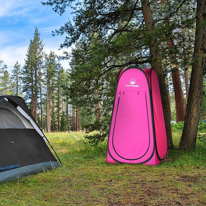 Wakeman Pop Up Changing Tent 3.3 x 3.3 x 6.2ft Camping Shower Tent for Portable Toilet Stall or Dressing Room with Carry Bag for Camping Beach or Tailgate Polyester