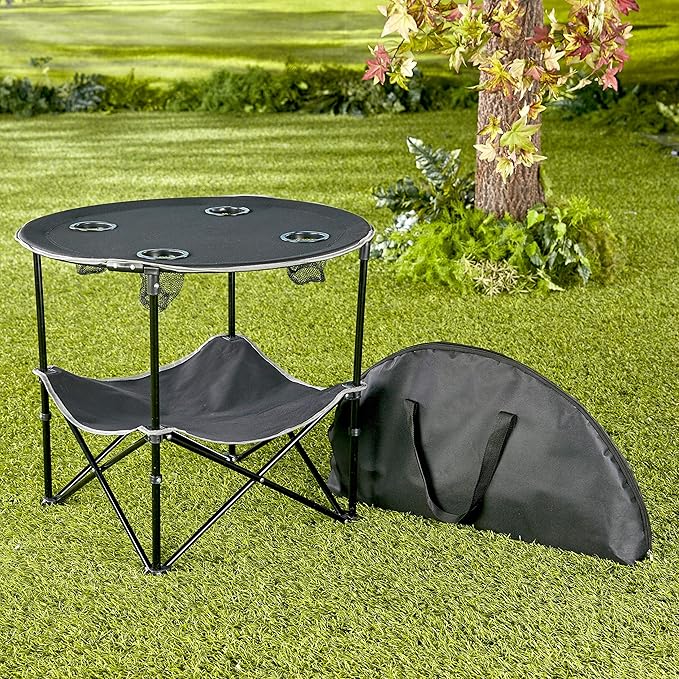 The Lakeside Collection Portable Folding Picnic Table with Shelf - Waterproof Perfect for Outdoors - Red