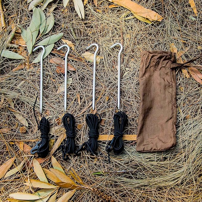 Go Camping Hammock 2.0 w/ Built-In Mosquito Net - Slate Gray by Go Outfitters: 11' Long X 64 Wide |Includes 2 Premium Aluminum Carabiners Rapid Deployment Bag 4 Stakes &amp 4 Shock Cords
