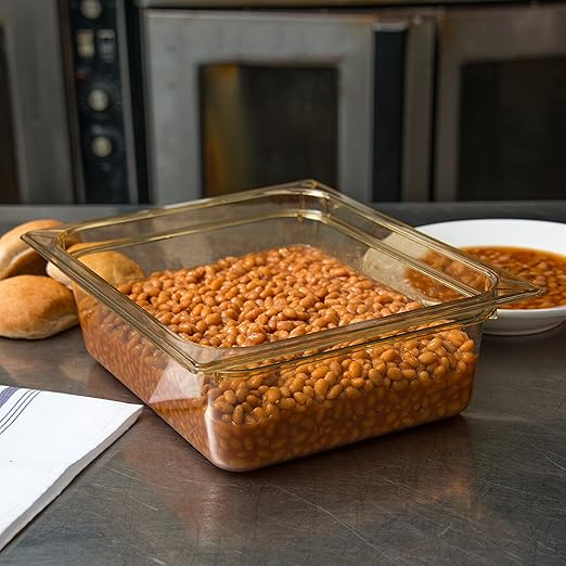 Carlisle FoodService Products 10421B13 StorPlus High Heat Food Pan 4 Deep Half Size Amber