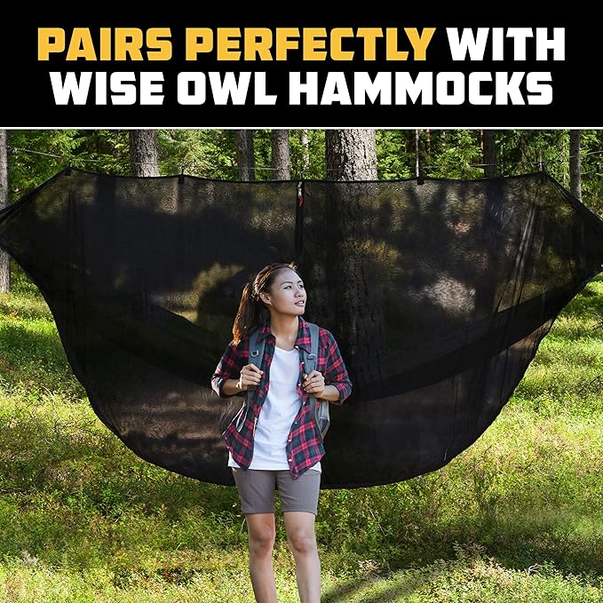 Wise Owl Outfitters Hammock Bug Net – Mosquito Net for Hammock Lightweight Bug Netting for Camping Hiking Backpacking Forest &amp Outdoor Use