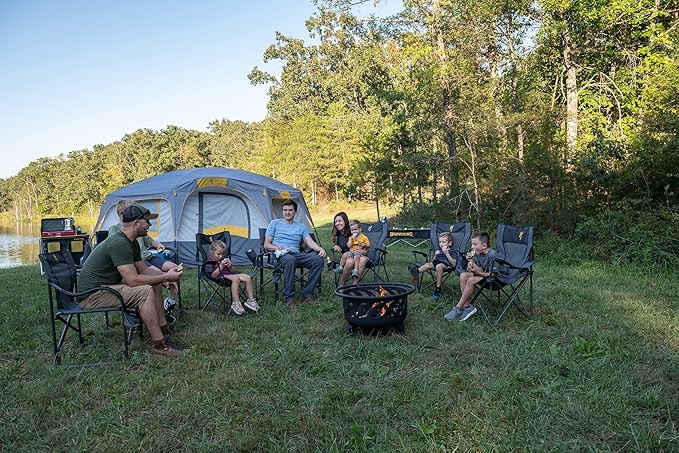 Browning Folding Camping Chairs for Adults - Durable Mesh Fabric Over Sturdy Powder Coated Steel Frame Armrests Cup Holder and Shoulder Carry Bag