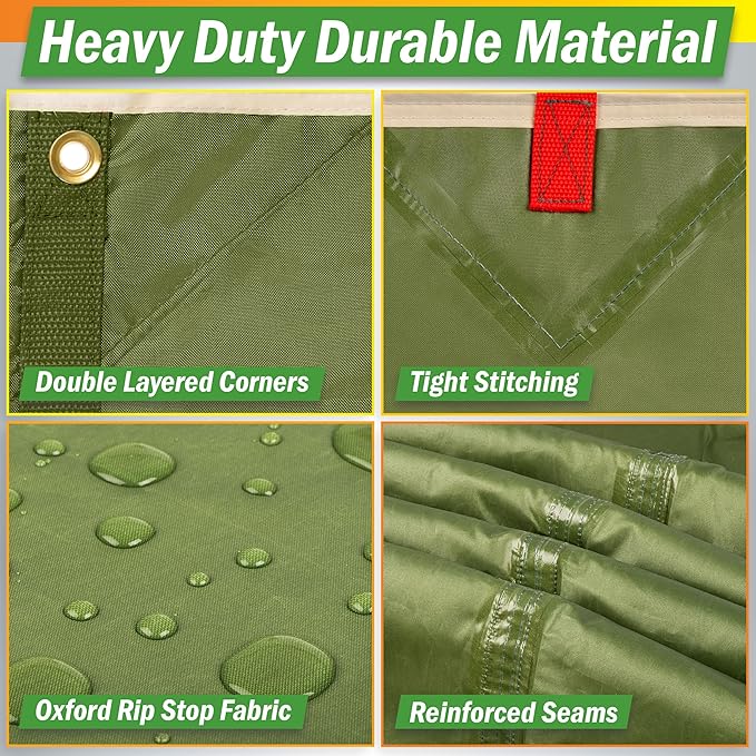 Camping Tarp with Poles - 15x12 Tarp for Camping or Hammock Rain Fly for Hiking Backpacking or Portable Survival Shelter UV Protection and 3000mm Water Resistant by Wakeman Outdoors (Green)