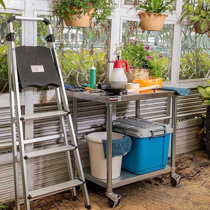 DuraSteel 24x36 NSF Stainless Steel Cart - Heavy Duty Rolling Food Prep Table with Undershelf - Metal Utility Cart for Commercial Restaurant Kitchen Laundry Outdoor Portable BBQ Grill