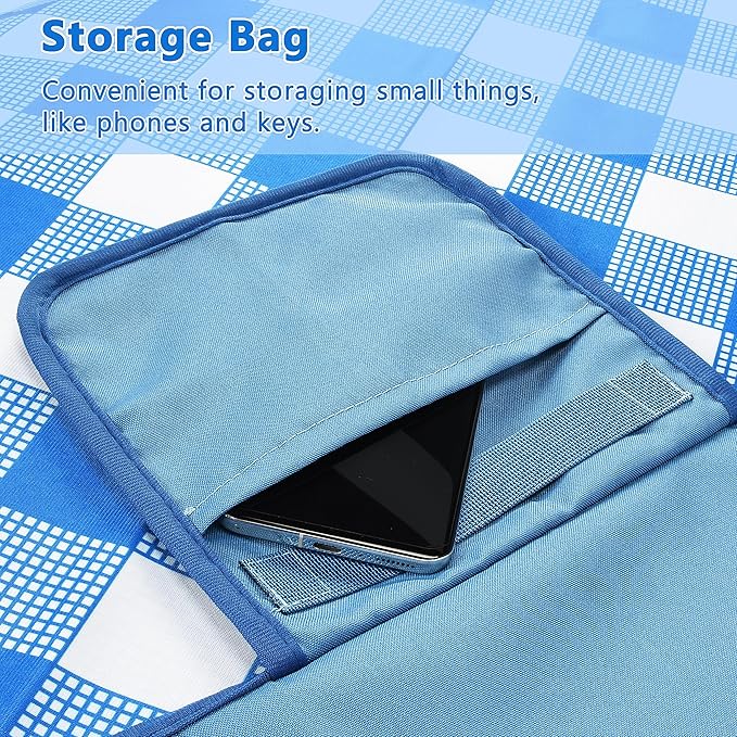 Tirrinia 60x 80 Picnic Waterproof Outdoor Blanket Blue Plaid Table Cloth Covers for Dining Camping Outdoor Foldable Camping Blanket for Travel Family Concerts