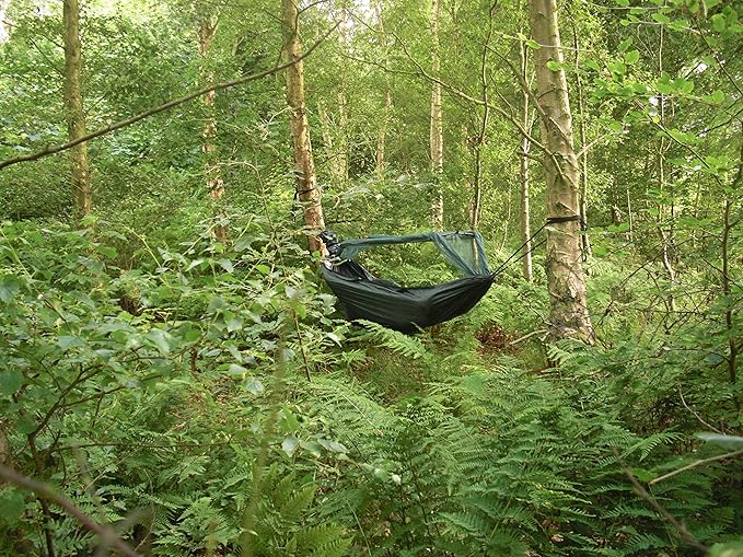DD Hammocks Frontline Hammock - Olive Green - Portable Lightweight Camping Jungle Hammock with Mosquito Net for Outdoor Backpacking &amp Hiking