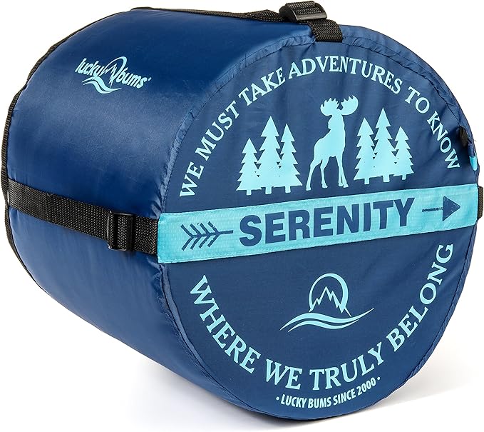 Lucky Bums Youth Serenity II 25F/-4C Temperature Rated Mummy Style Sleeping Bag Compressing Carry Bag Included