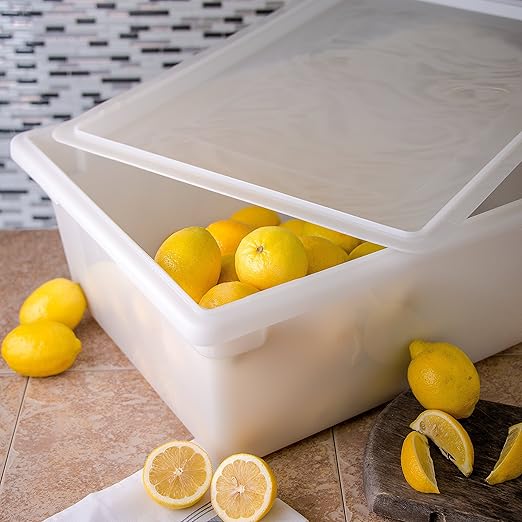 Carlisle FoodService Products Storplus Food Storage Container with Stackable Design for Catering Buffets Restaurants Polyethylene (Pe) 12.5 Gallon White (Pack of 4)
